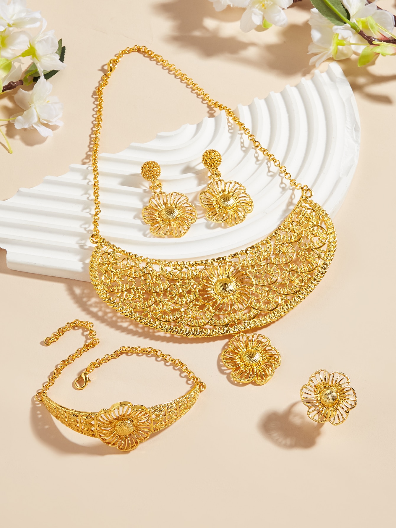 5pcs Flower Decor Jewelry Set