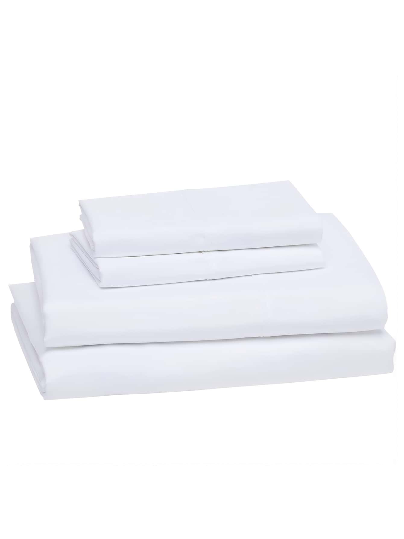 Bedding Set (Flat Sheet*1+Fitted Sheet*1+Pillowcase*1/2) Cover Dust-Proof Bedspread For Adults/Kids, Solid Colors (Grey/Blue/White), All Seasons, Suitable For Single/Double Bed, Washable