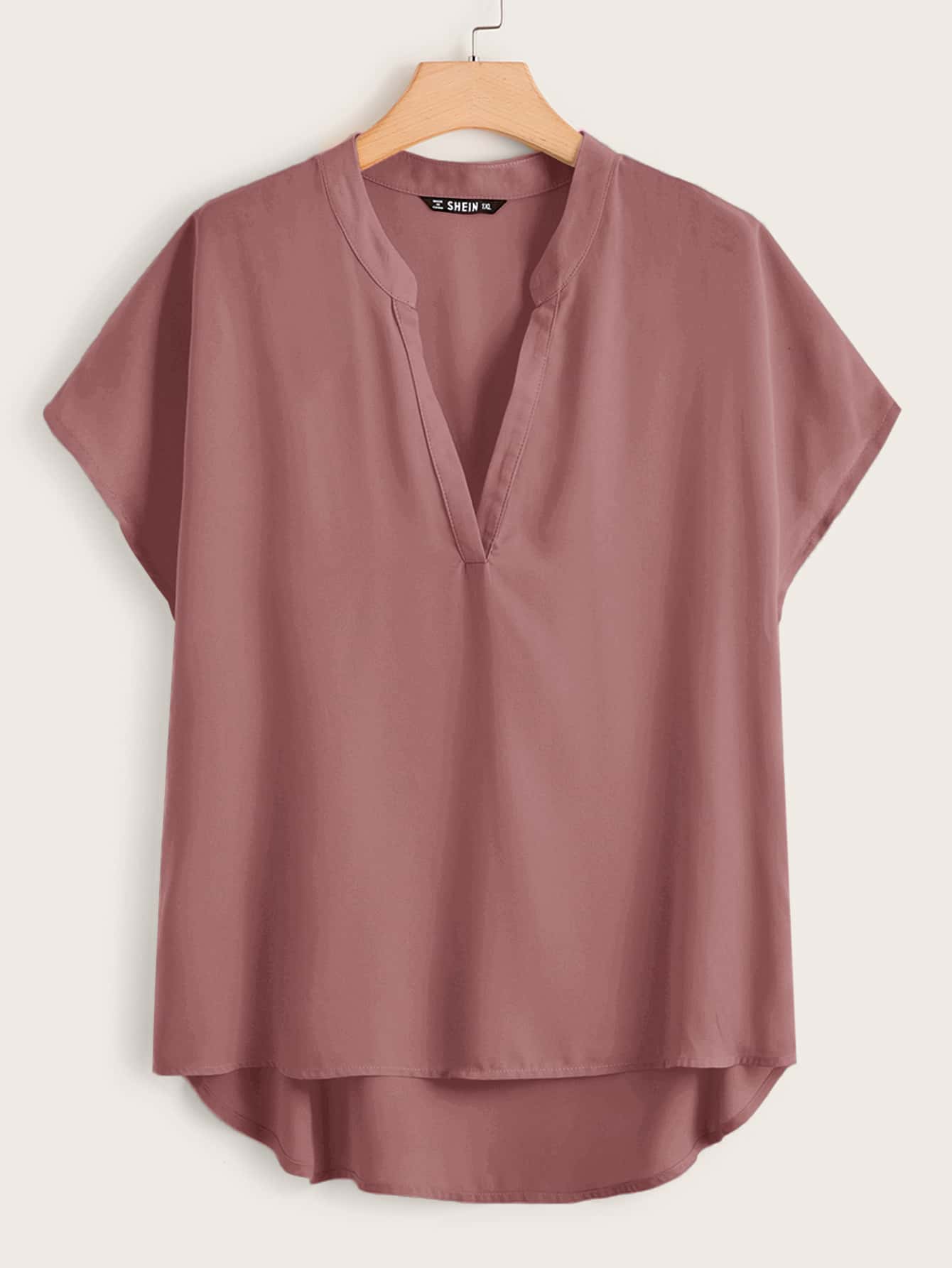 SHEIN LUNE Plus Batwing Sleeve Dip Hem Blouse