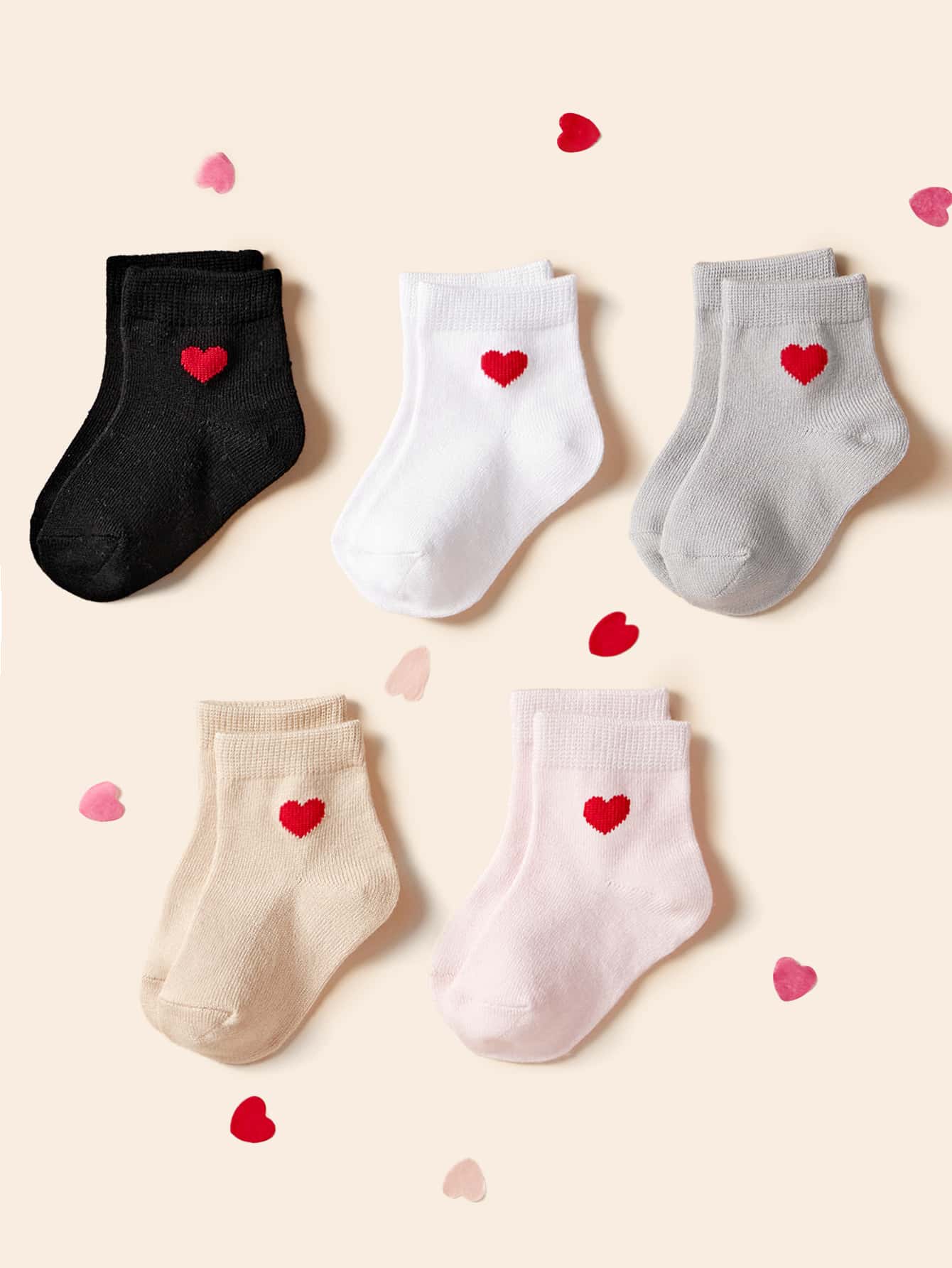 5pairs Baby Heart Pattern Socks