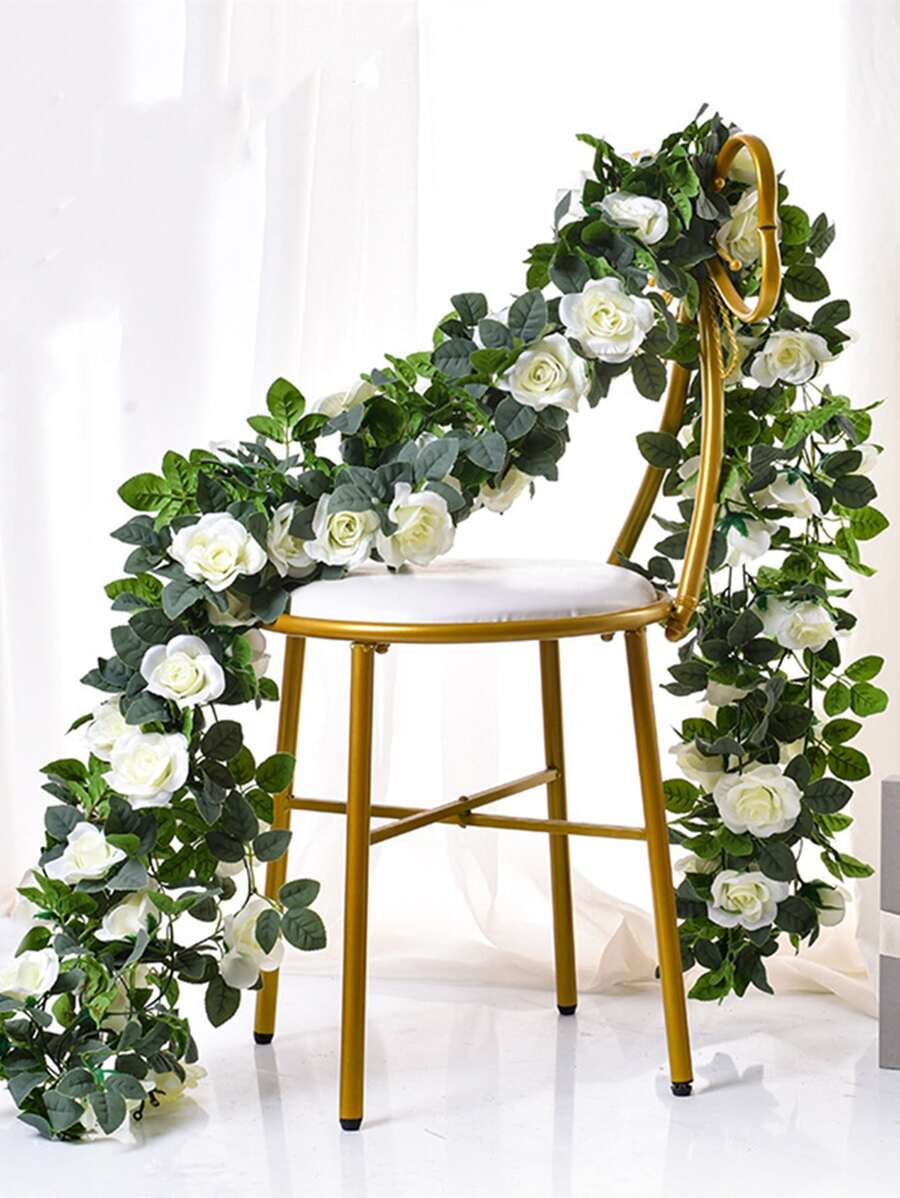 1 pièce Décoration de vigne de rose artificielle grande en couleur rouge ou blanche pour mariage/fête, Saint-Valentin, cadeau