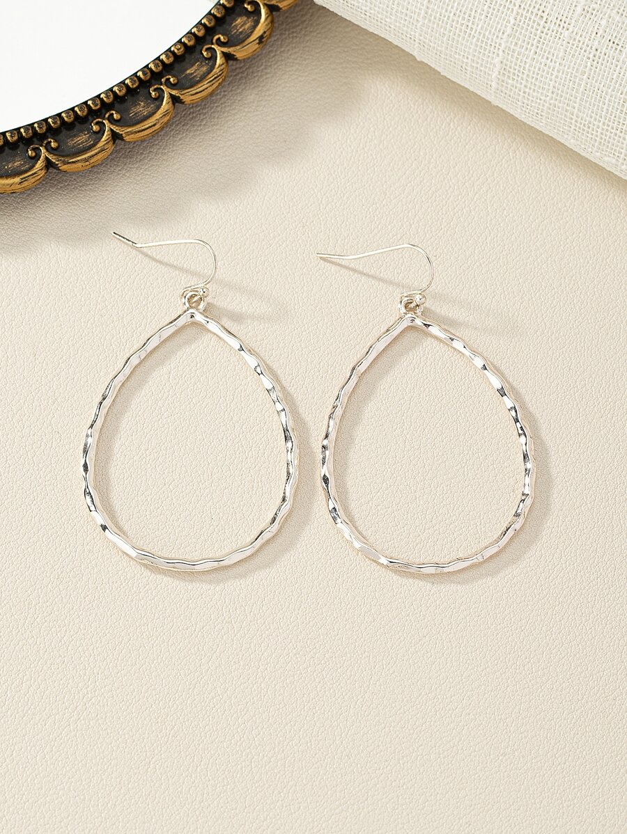 1 par Pendientes con gota de agua de moda con textura de metal para mujeres para decoración diaria