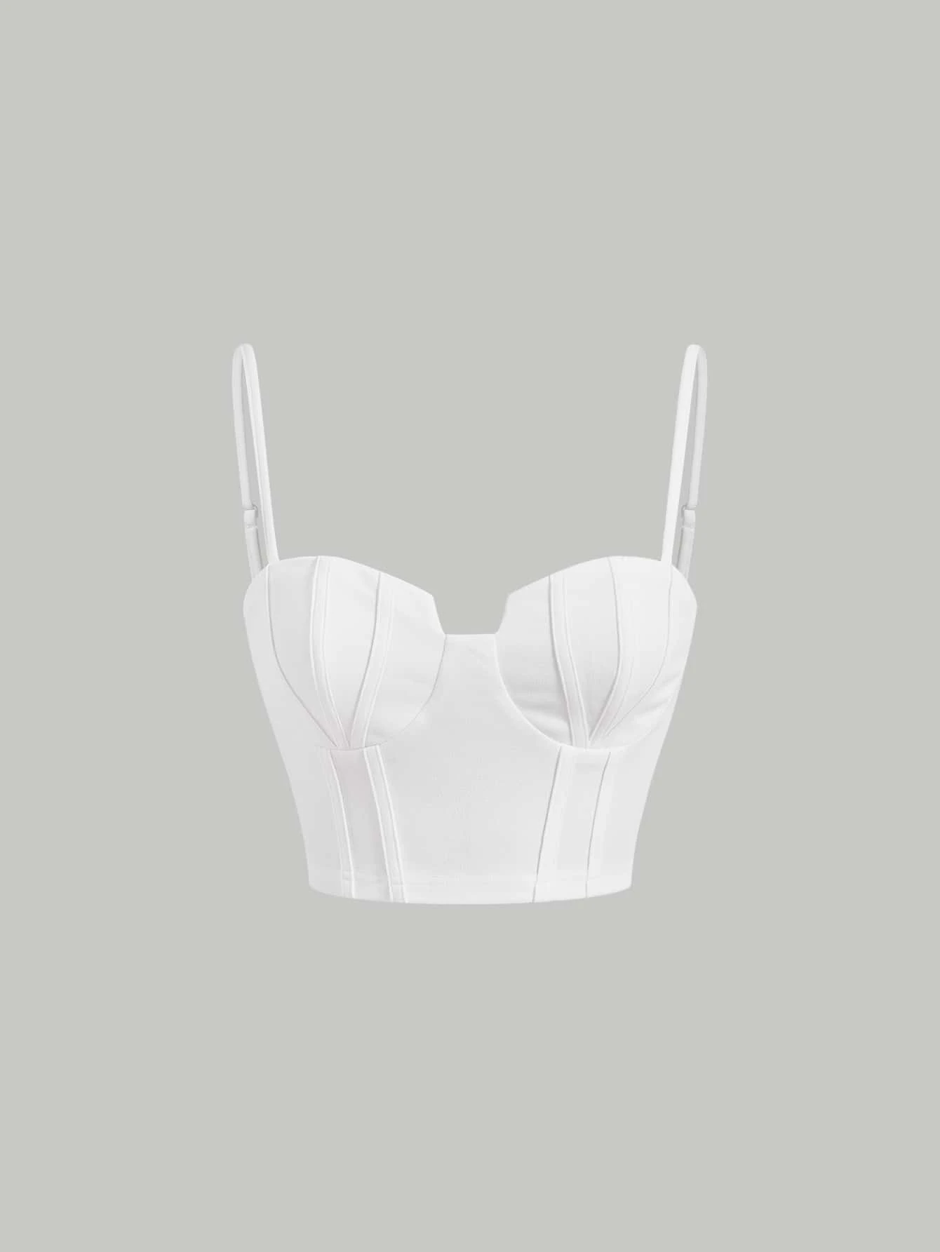 SHEIN MOD White Conch Corset Mermaid Core Solid Bustier Corset Structure Cami Top