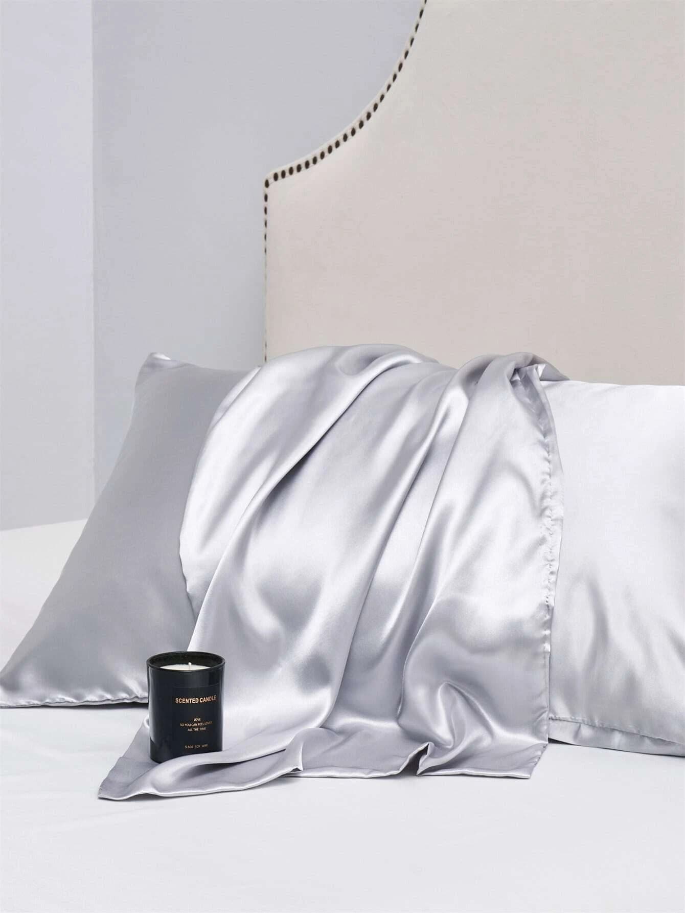 1pc Silver Soft Breathable Silk Satin Pillowcase