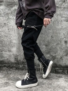 Manfinity EMRG Men Flap Pocket Drawstring Waist Pants