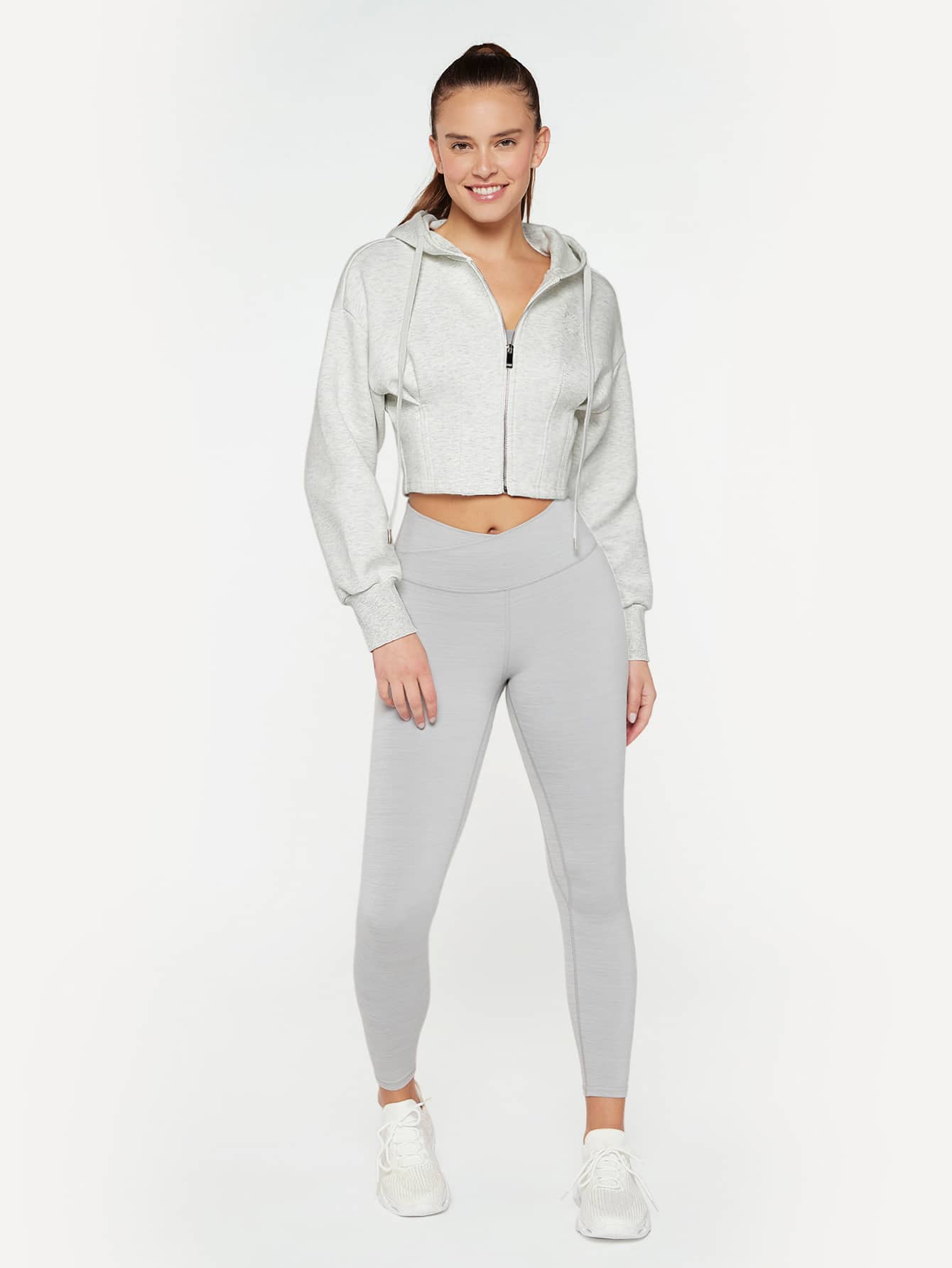 アウターその他 HUECLOSET Hain Glossy Two-Way Cropped Padding SE251 Zara Knit Hoodie Juniors M Gray Sparkle Straps Cropped