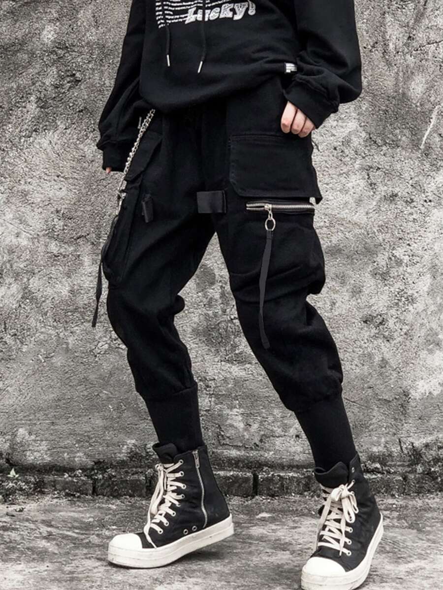 Manfinity EMRG Men Flap Pocket Drawstring Waist Pants