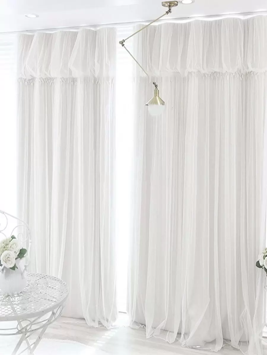 1 Pc American Style Lace Embroidered Blackout Window Curtain, Dust-Proof And Heat Insulating