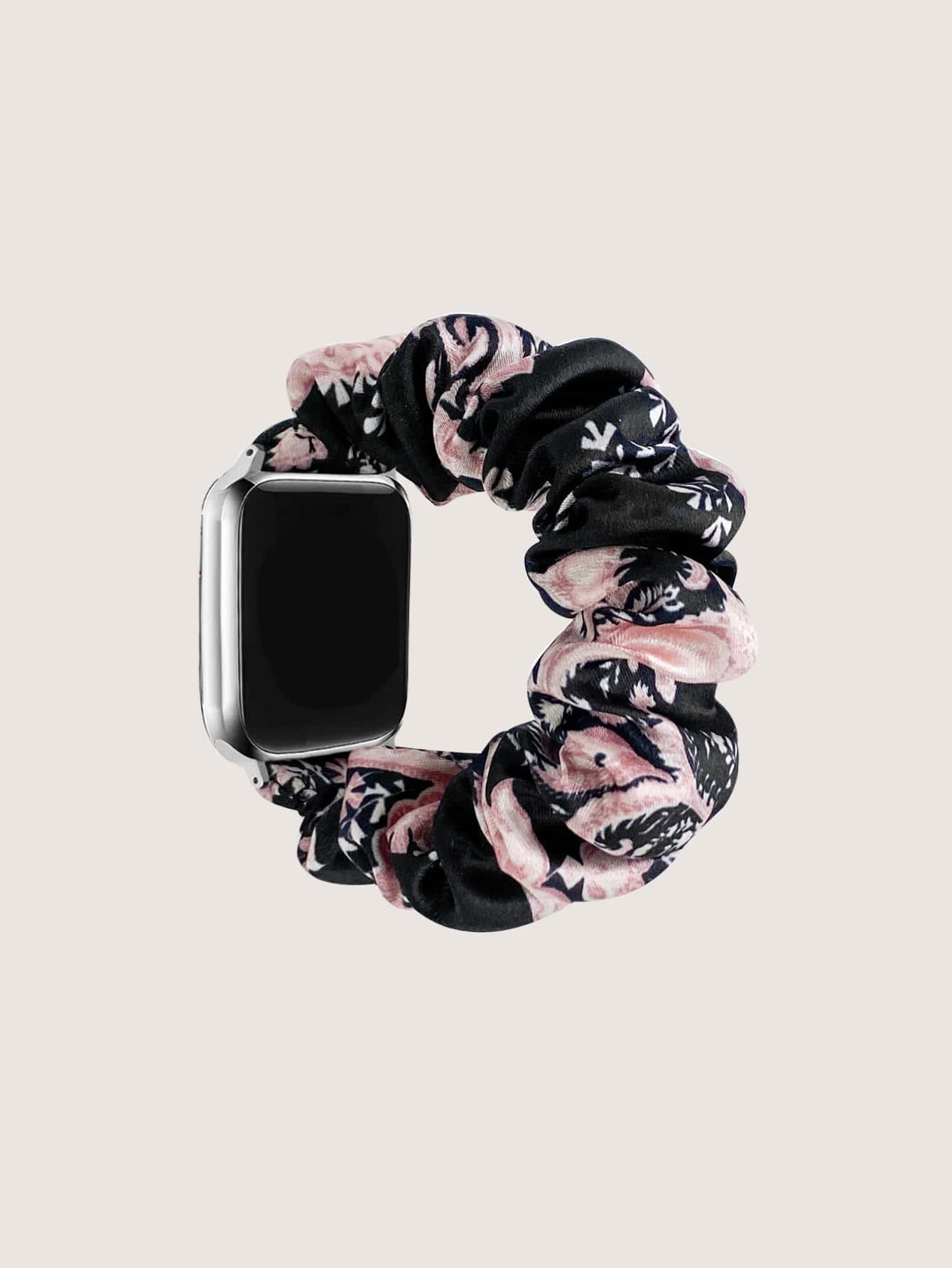 1pc Women Printed Apple Design Scrunchie Watchband, Compatible With Apple Apple Watch 49mm 45mm 44mm 42mm 40mm 41mm 38mm, Suitable For Apple Watch Ultra/SE/Series 8/7/6/5/4/3/2