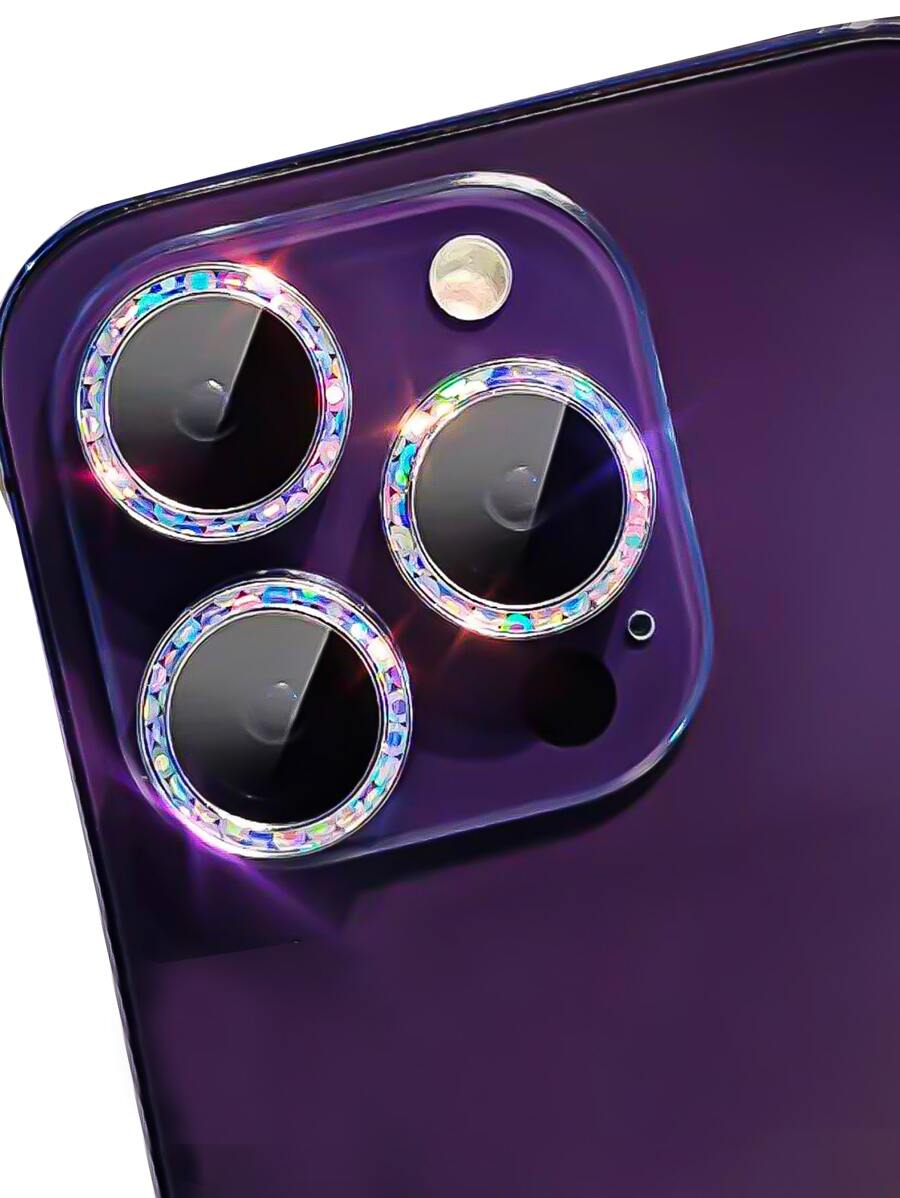 3 Stücke Kameraobjektiv Schutzfolie kompatibel mit iPhone Halo Serie, Geschenk für Geburtstag, Familie, Freunde, funkelnder Kristall, Objektivschutz, Smartphone Zubehör