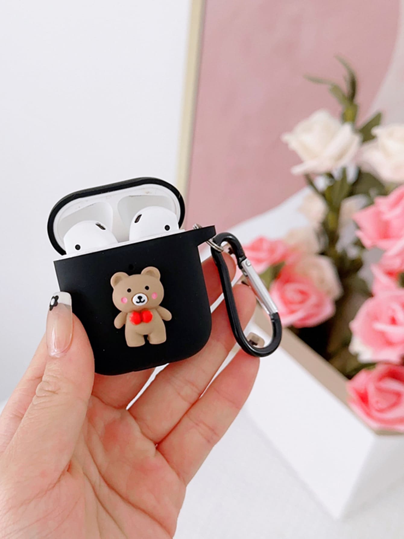 1 Stück süßer Bären Dekorations-Schutzhülle kompatibel mit AirPods 1/2, AirPods Pro, Kawaii