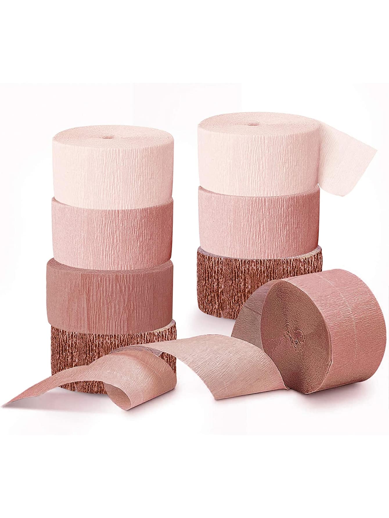 4rolls Rose Gold Crepe Paper Streamer Tassel, Nordic Decorative Tassel