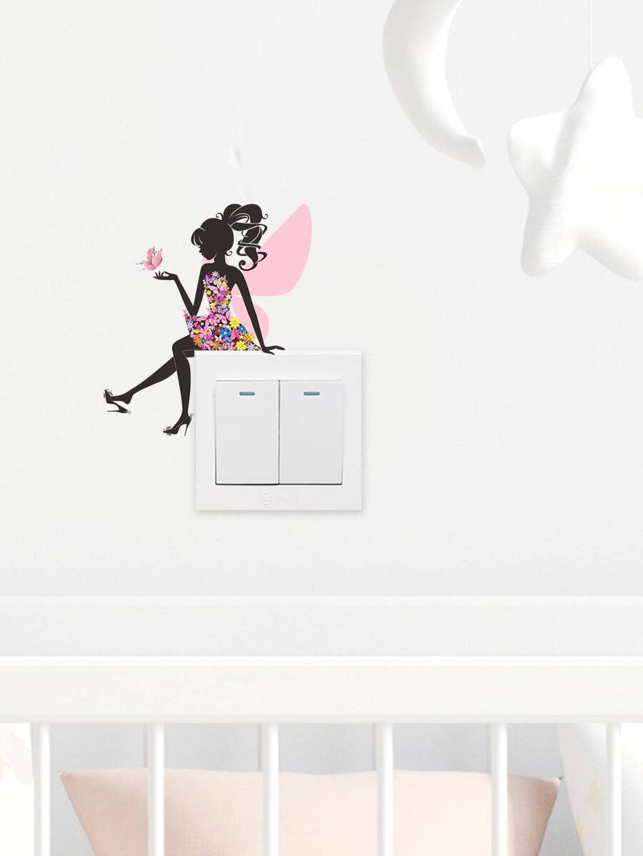 1 pièce Autocollant mural pour interrupteur en PVC, autocollant pour interrupteur décoratif avec motif floral et personnage mignon pour la décoration de la maison, autocollants, décalcomanies murales, décalcomanies en vinyle pour décorations de maison, articles de décoration printanière pour rafraîchir votre maison, autocollants de décoration Rama