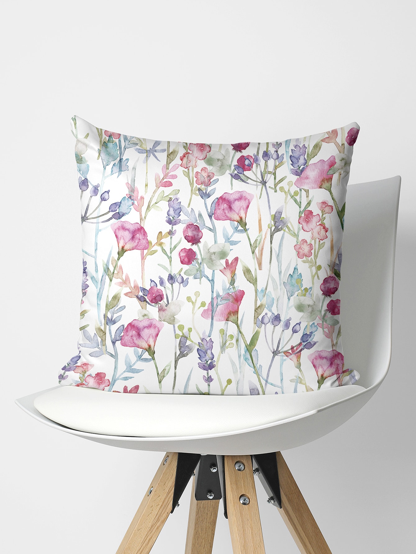 1pc Flower Pattern Cushion Cover Without Filler, Modern Fabric