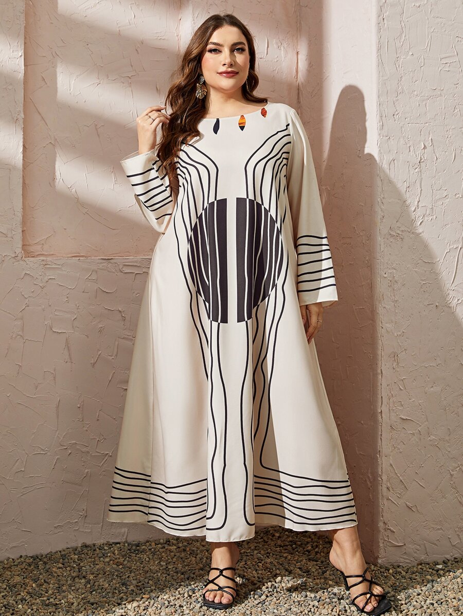 Al Najma Plus Striped Print Tunic Dress