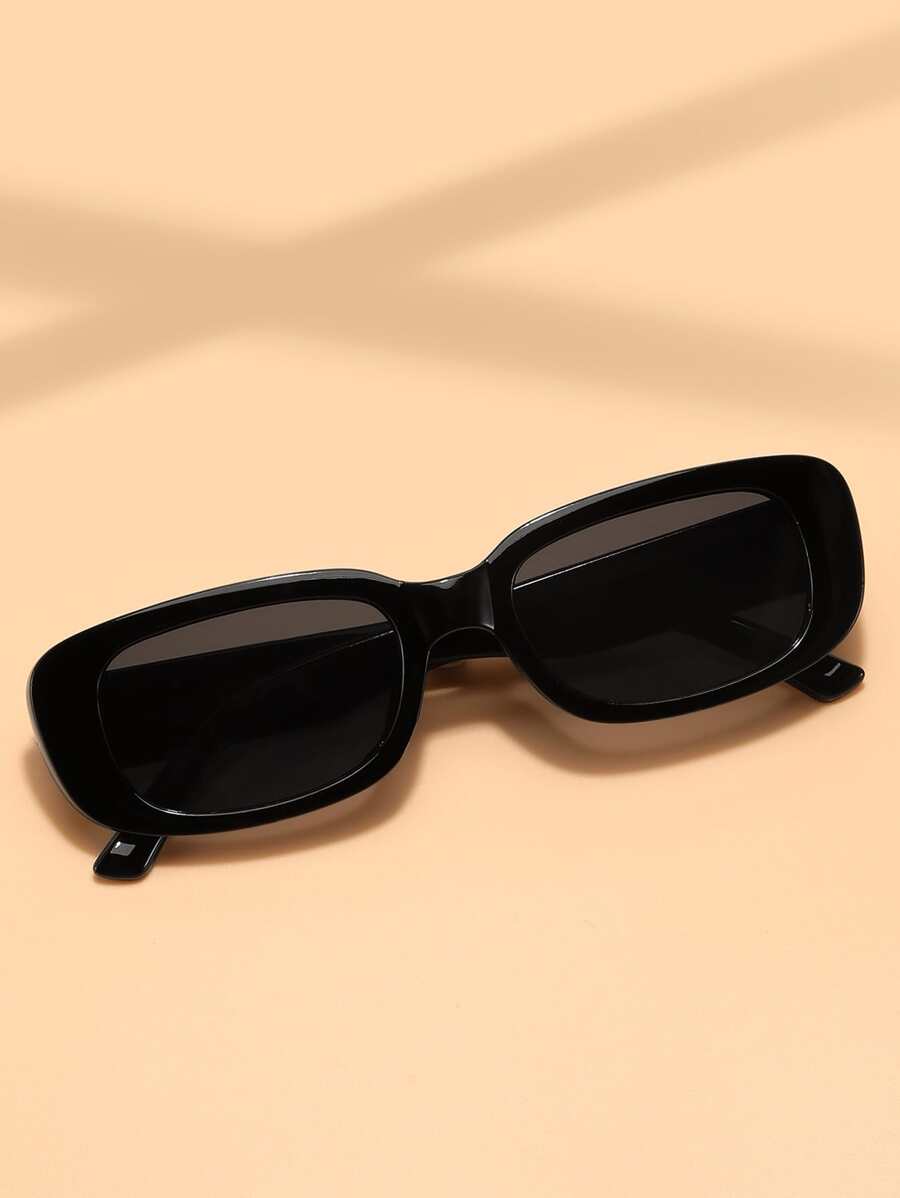 1 Par de Óculos de Sol Retangulares Pretos Minimalistas, Adequado para Pesca, Viagem, Esporte, Direção, Roupas de Férias, Acessórios de Verão, Praia, Festivais de EDM, Passeios Casuais, Férias, Passeios Familiares, Moda Elegante, Estilo de Rua, Estilo Esportivo, Festas, Atividades ao Ar Livre, Férias, Proteção Solar, Proteção UV, Golfe, Caminhada, Atividades ao Ar Livre para Férias na Praia, Exterior, Viagem