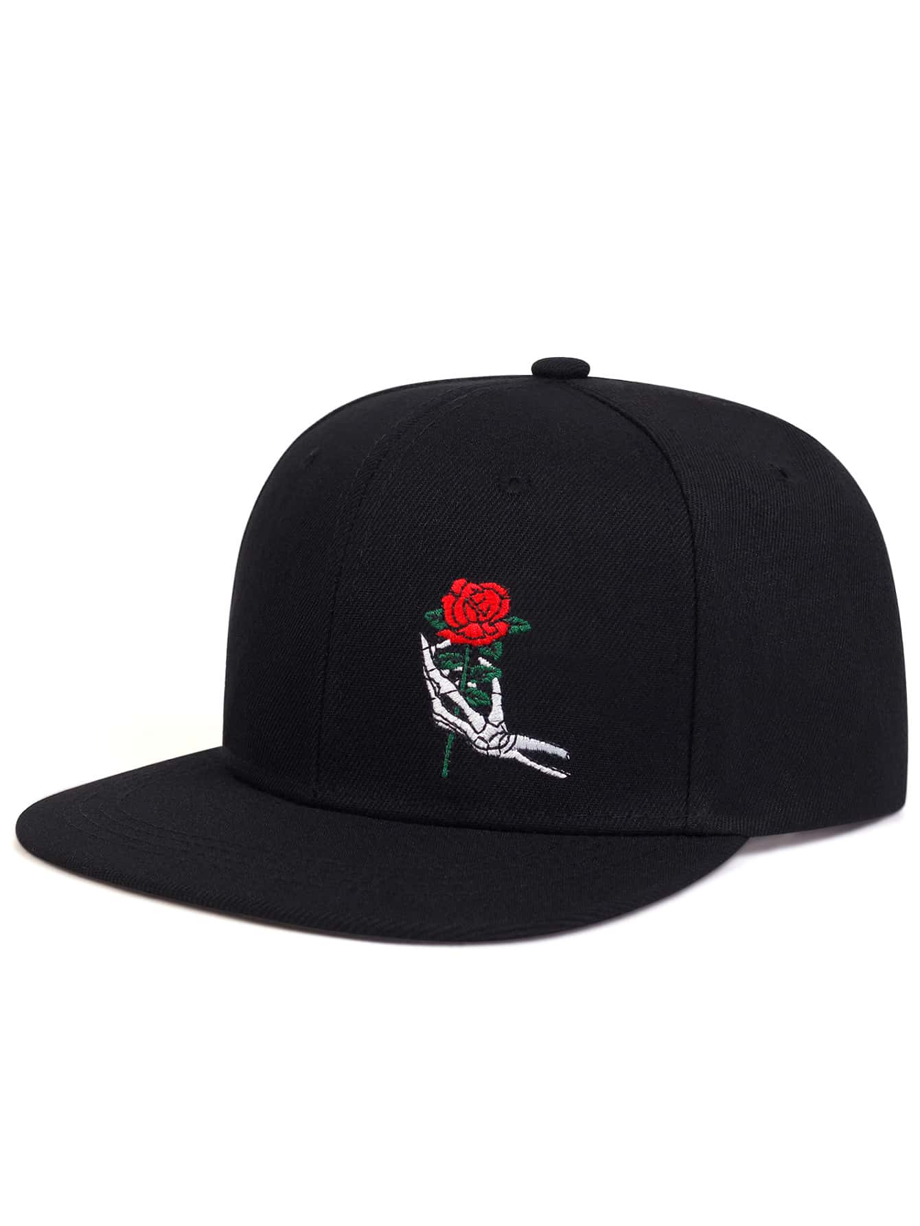 Men Skeleton Hand & Floral Embroidered Hip Hop Cap Halloween Valentine's Day Valentines