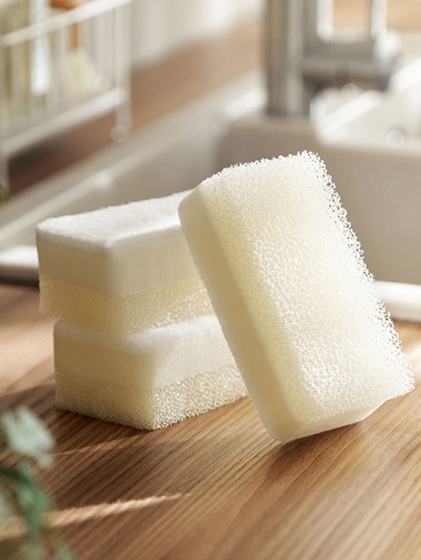 3pcs/Set Kitchen Cleaning Sponges, Multi-Purpose Dish Sponge Scrubber, Super Absorbent, Anti-Rust & Grease Removal, 3-Layer Handle Design, Suitable For Dishes, Cookware And Furniture Cleaning