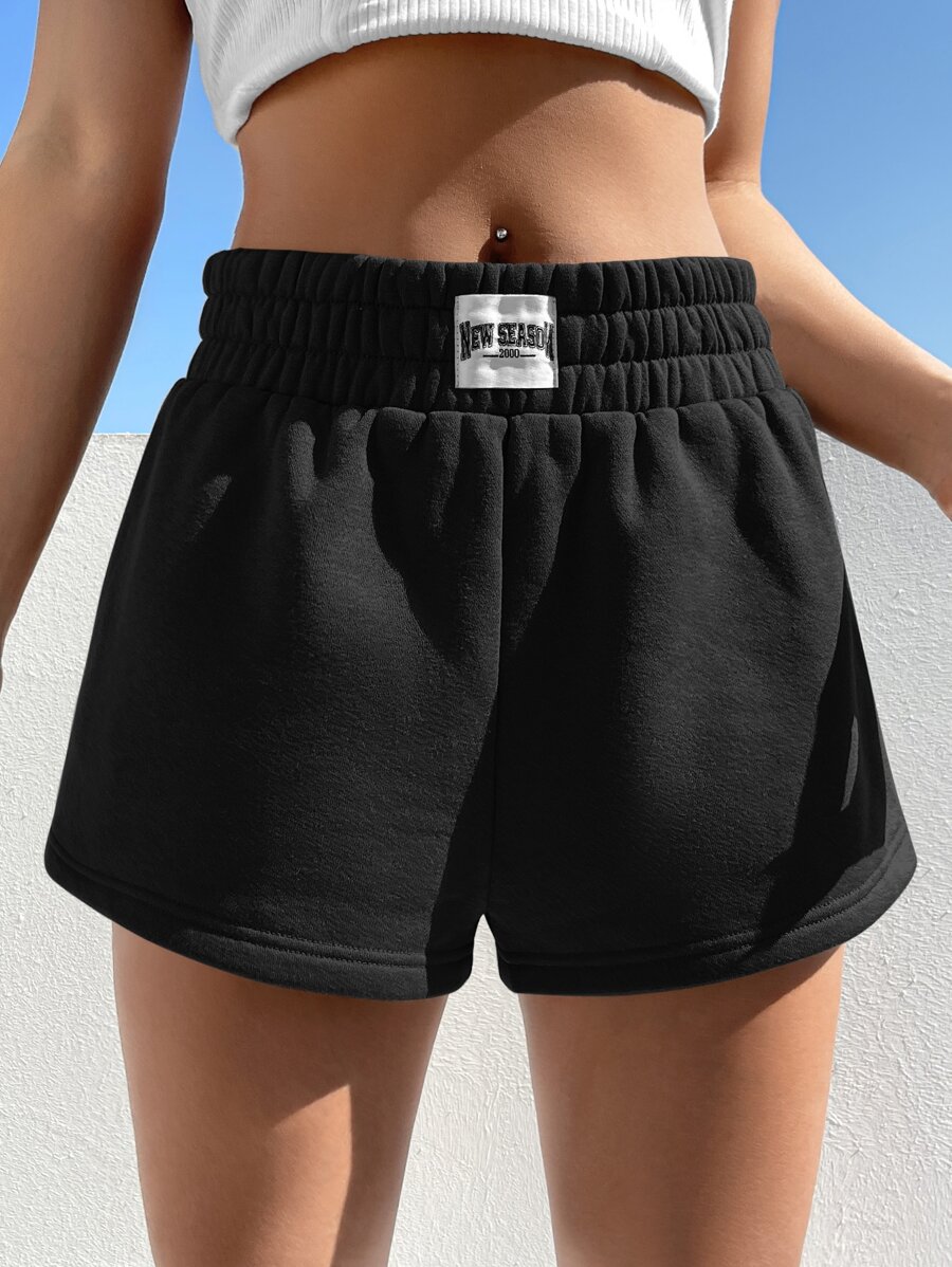 SHEIN EZwear Letter Patched Detail Track Shorts