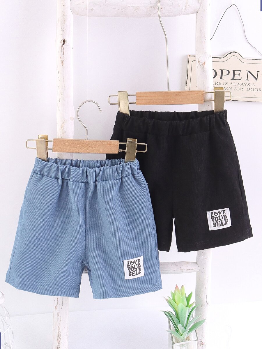 Kleinkind Jungen 2 Stücke Shorts mit Buchstaben Flicken Detail