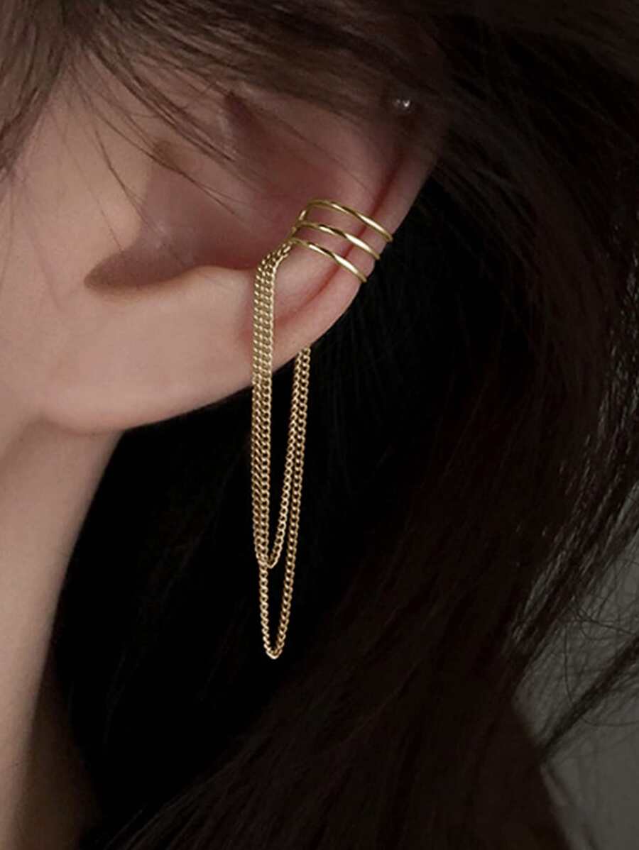 17KM 1 pieza Cuff de oreja con diseño de cadena