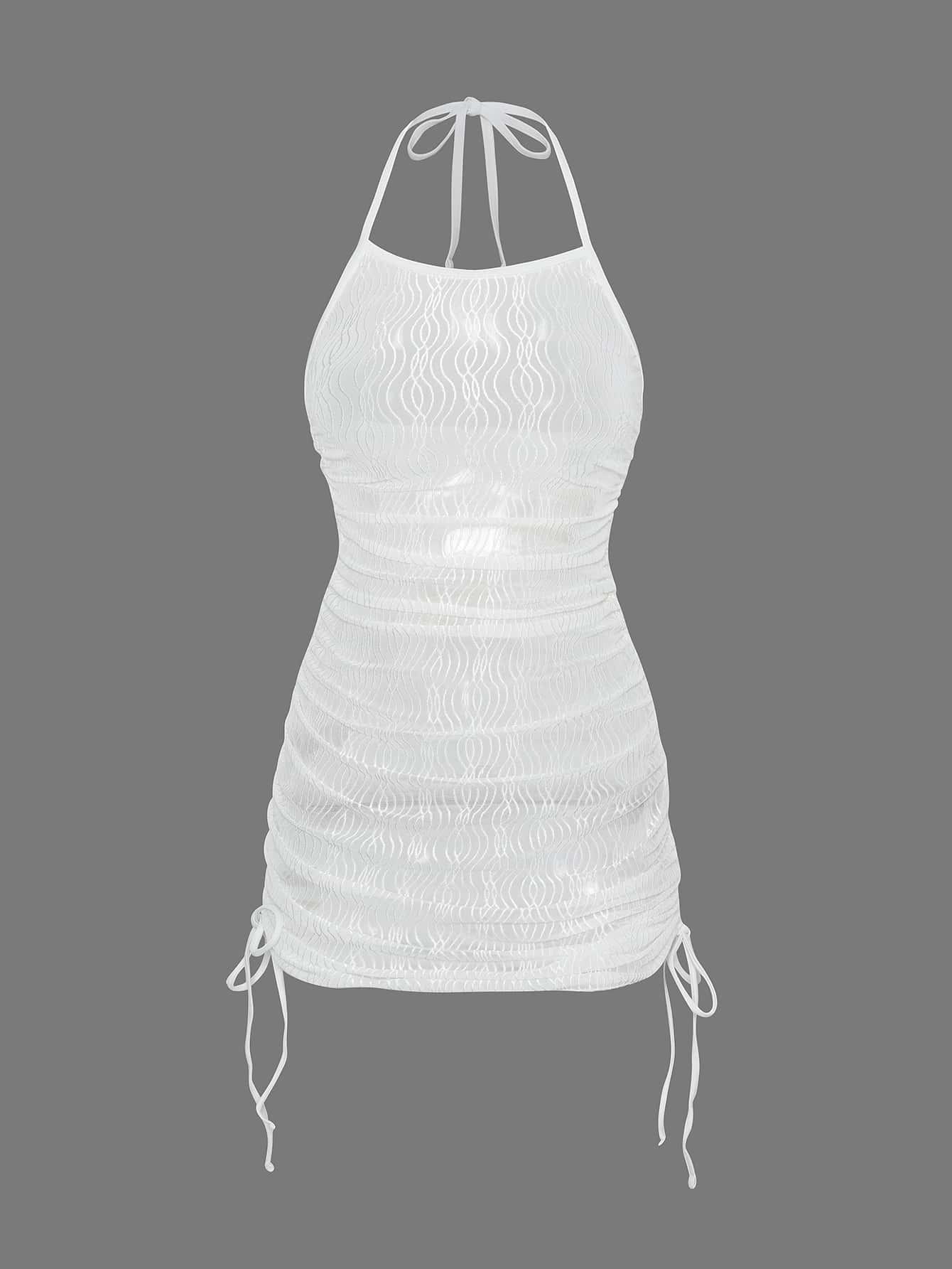 SHEIN Swim Summer Beach Drawstring Side Halter Cover Up Dress
