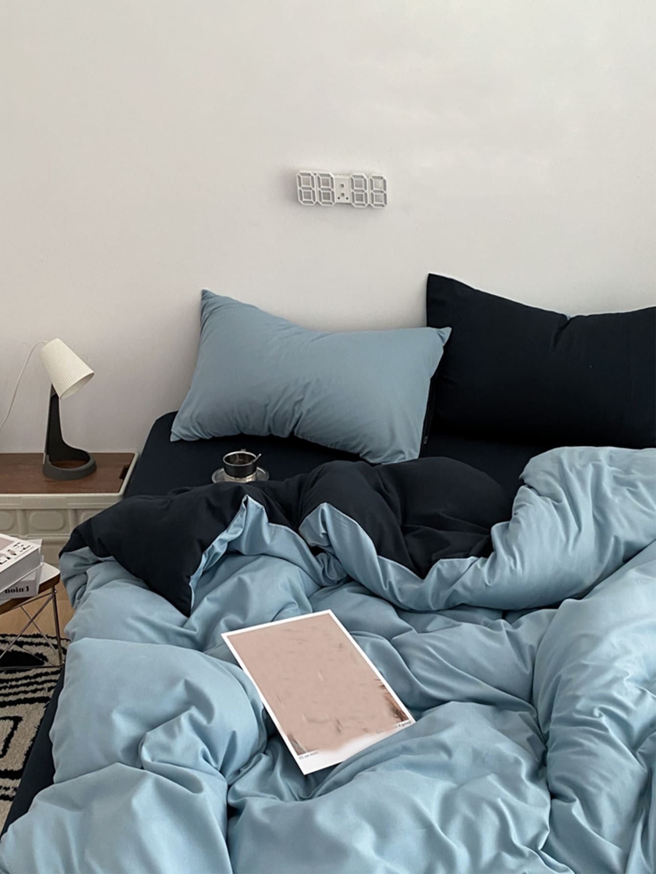 3pcs Two Tone Duvet Cover Set Without Filler, Modern Fabric Bedding Set