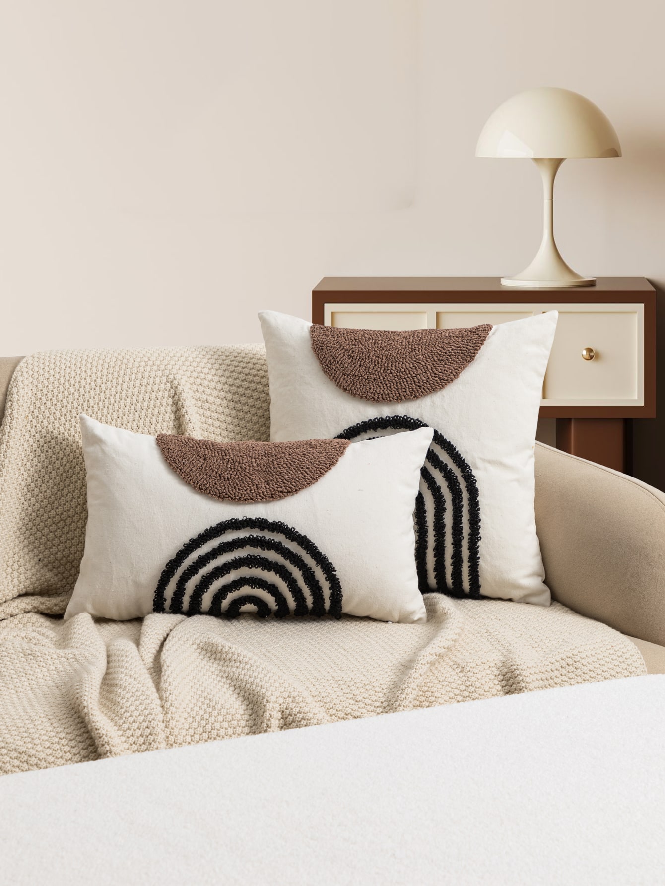 1pc Geometric Design Cushion Cover Without Filler, Modern Fabric