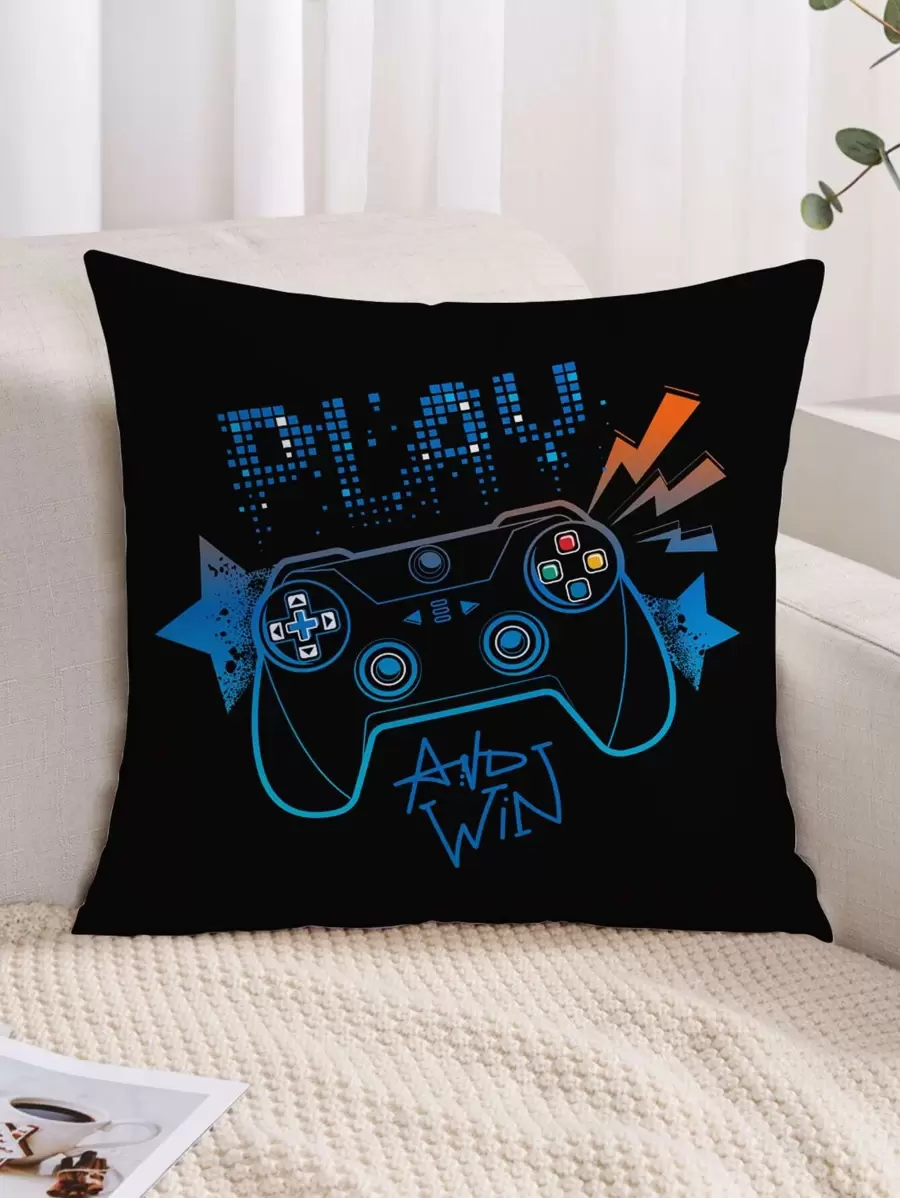 1pc Gamepad Pattern pillowcase Without Filler, Modern Knitted Fabric Decorative Square Cushion Cover For Bed, Sofa