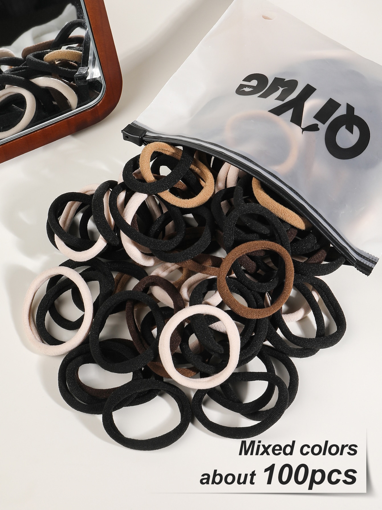 100pcs Solid Hair Tie for Women, Elastic Hair Ties No Damage Ponytail