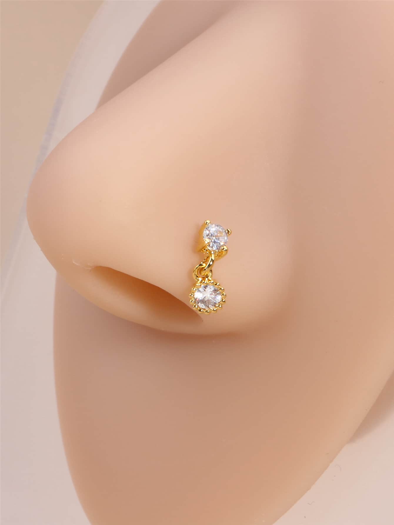 Popular Rhinestone Decor Nose Ring Copper Simple & Stylish For Women & Girls Unisex