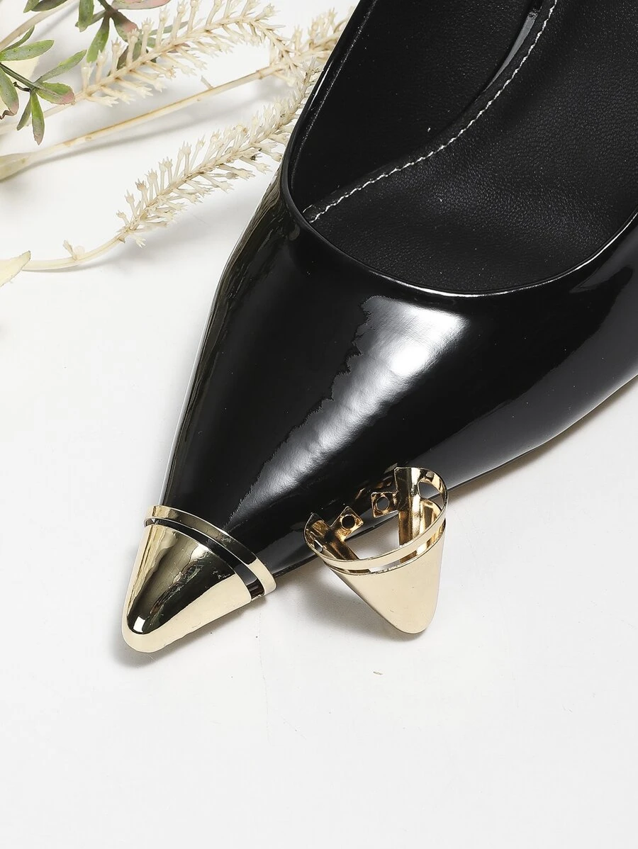 2pcs Women Copper Alloy Shoes Accessories, Cone Design Shoe Decoration For Pumps