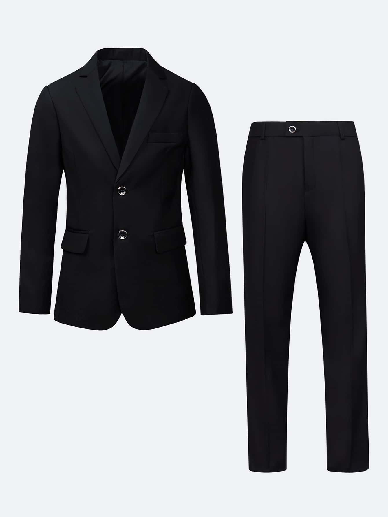 SOLOCOTE Jungen Blazer mit Revers, Klappe Detail, & Anzughose