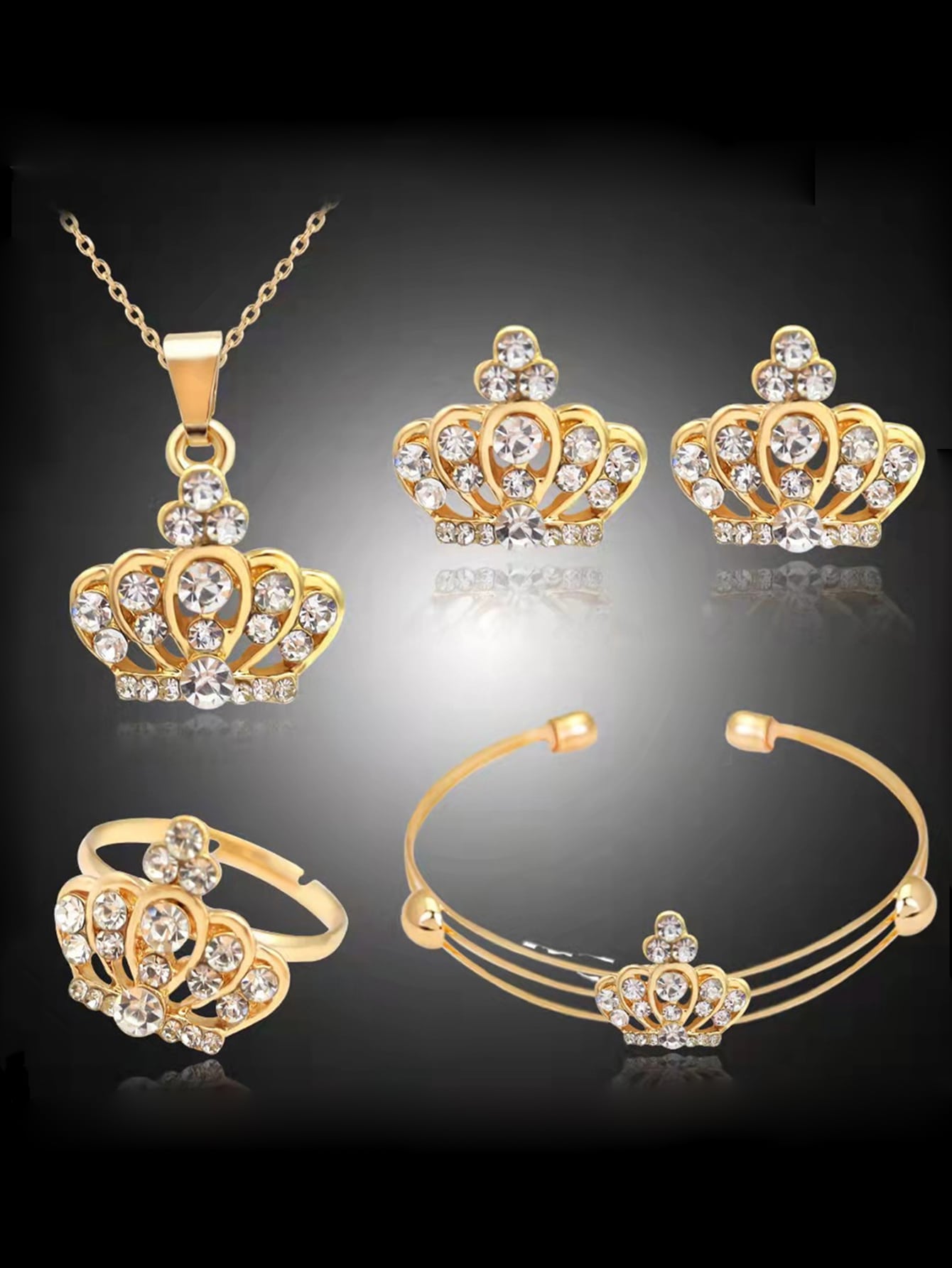 5pcs/set Rhinestone Crown Decor Jewelry Set