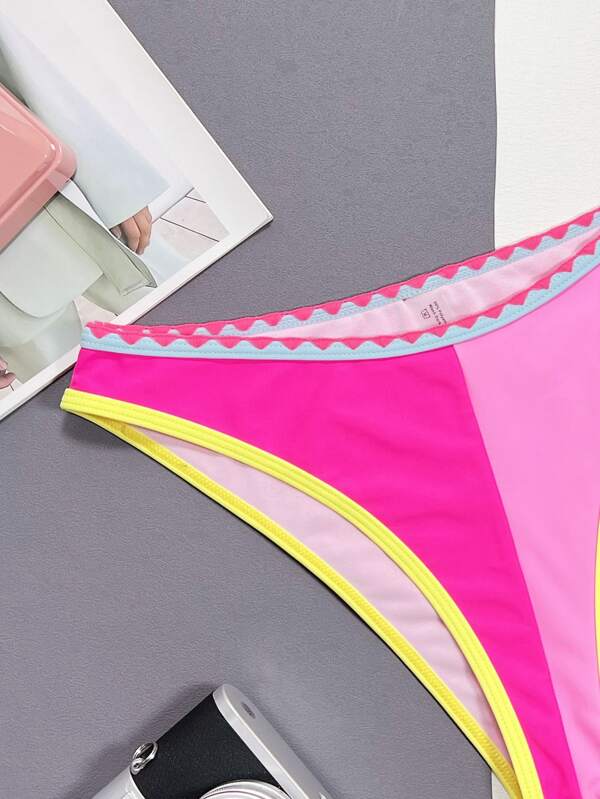 Shein Swim Vcay Colorblock Whip Stitch Detail Bikini Bottom Shein Usa