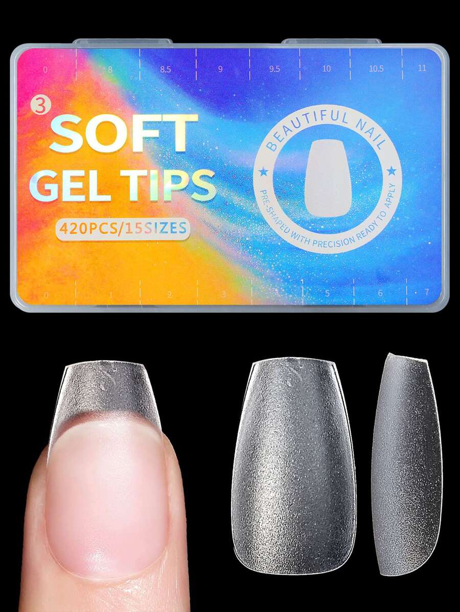 Get Glamorous With 420pcs Medium Long T Shape Transparent Full Cover Matte Clear Acrylic Ultra-Thin False Nail Tips For Women And Girls Press On Nails Nail Supplies