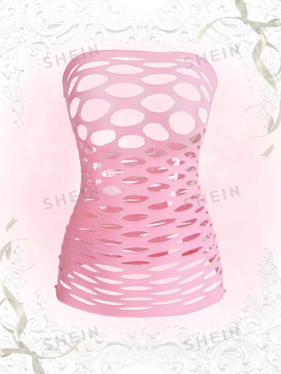 ROMWE Kawaii Vestido lencería tipo bandeau con recortes estilo Gyaru