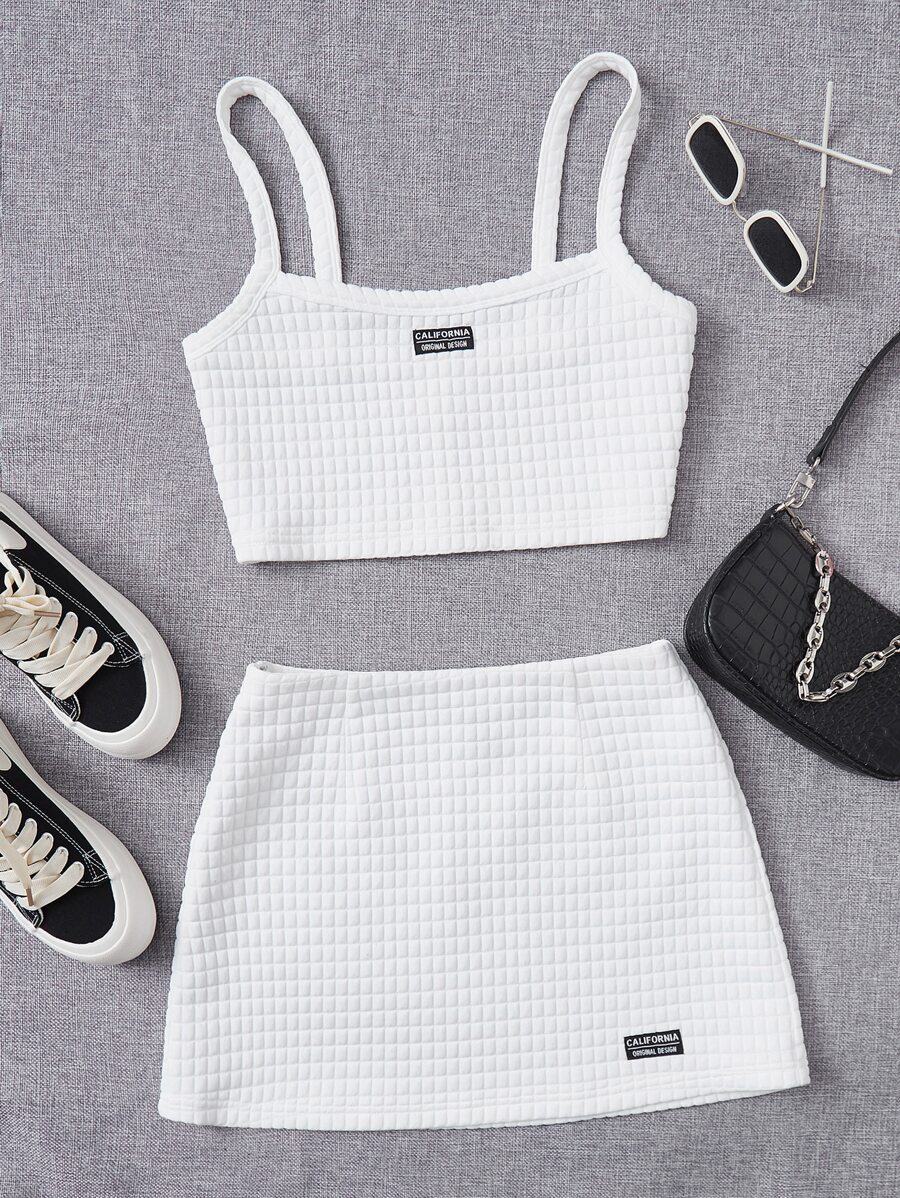 SHEIN EZwear Cami Top mit Buchstabe Flicken Detail & Rock