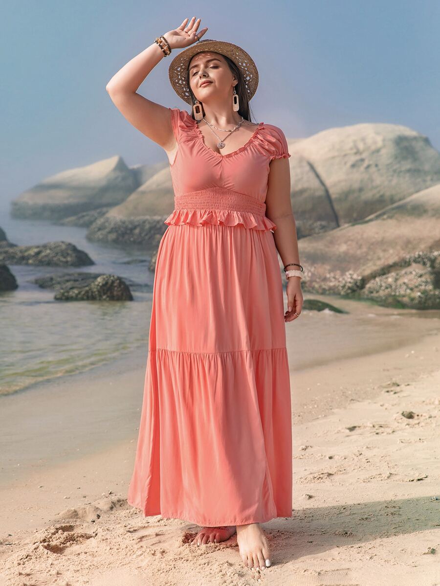 Rusttydustty Plus Ruffle Trim Top & Skirt