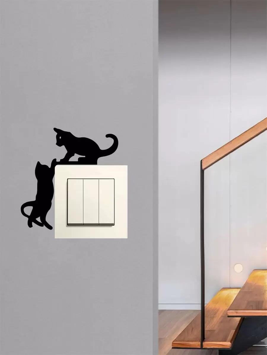 1pc PVC Switch Outlet Wall Sticker, Cute Cat Pattern Switch Sticker For Home, Stickers, Wall Decal, Vinyl Decal For Home Decorations, Spring Decoration Items Refresh Your Home, Rama Decoration Stickers Gifts Birthday Graduation