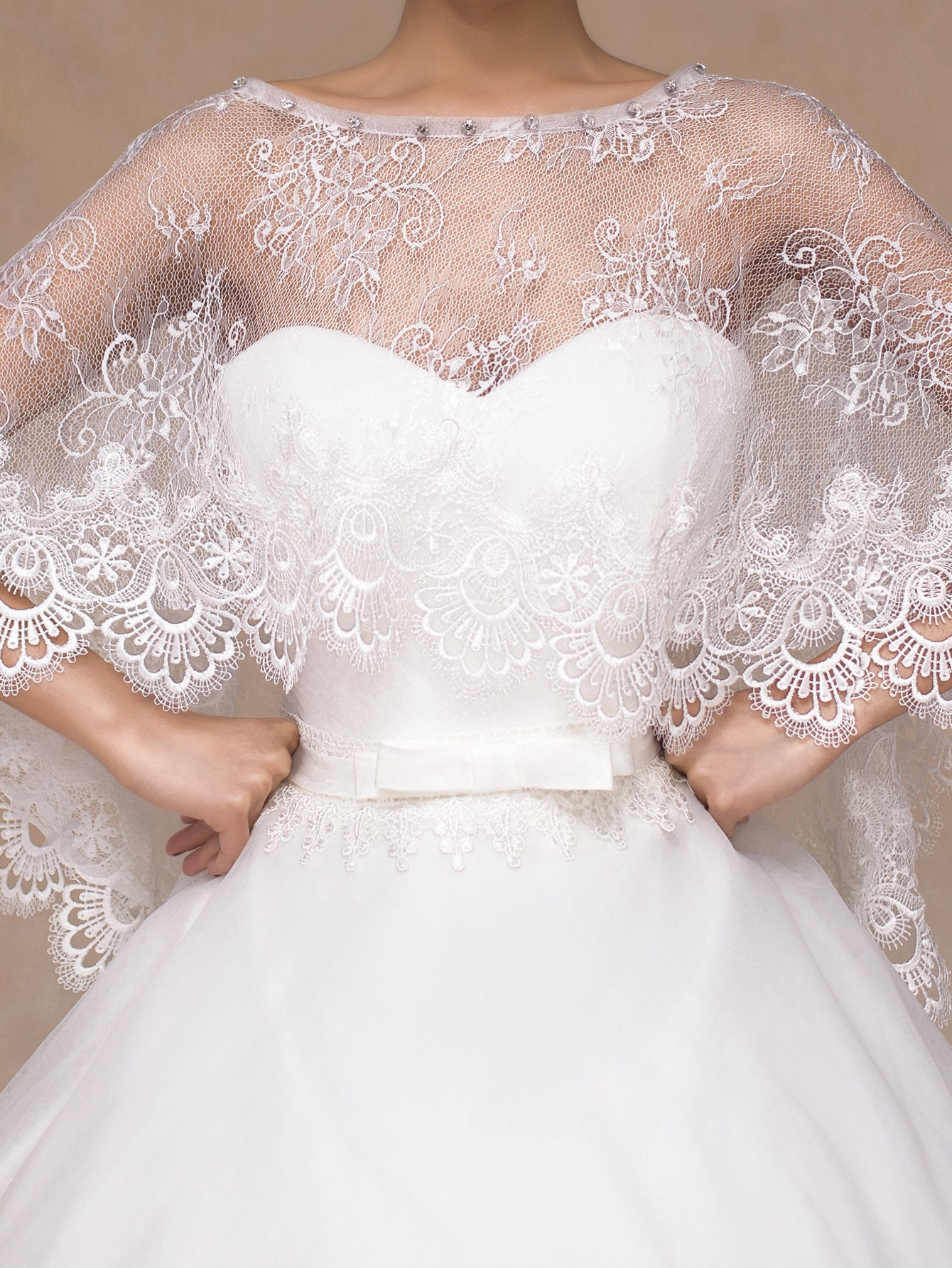 1 pi?�ce Veste de mariage avec strass en dentelle ?�l?�gant pour mariage