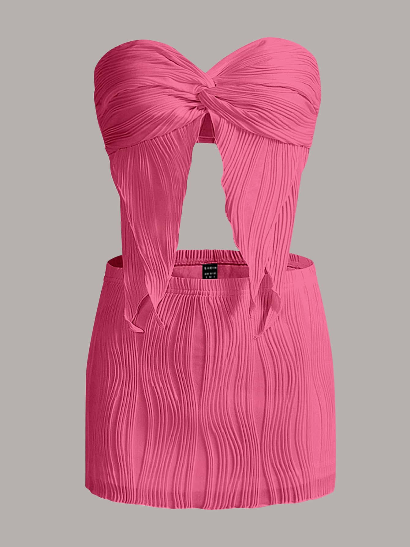 SHEIN ICON Twist Front Asymmetrical Hem Tube Top & Bodycon Skirt