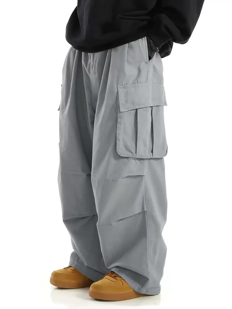 Manfinity EMRG Pantalon Cargo Pour Homme Avec Poche À Rabat Et Cordon De Serrage À Taille Oversize