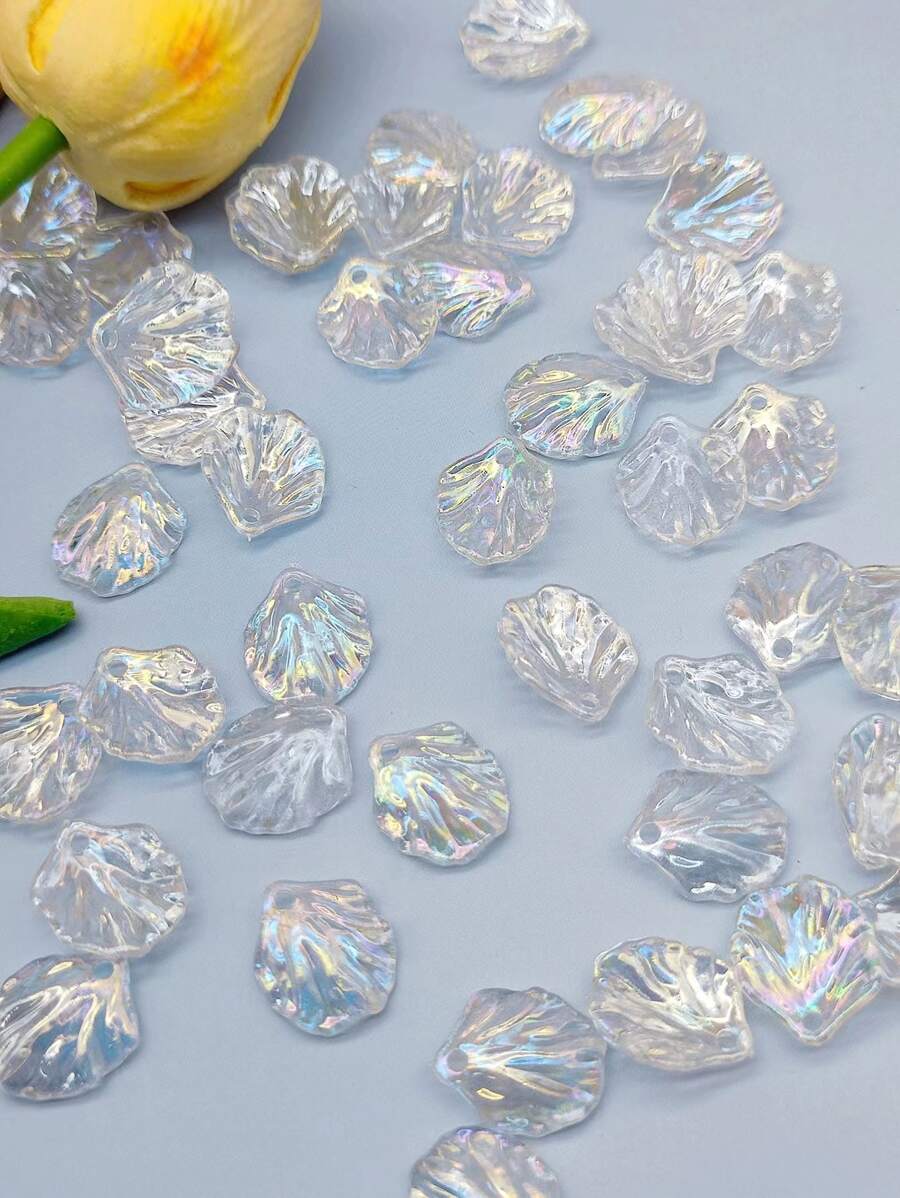50pcs Fashionable Shiny Color Leaf Pendants Suitable For Women's Jewelry Making, Hair Accessory Making, Clothing Hand Sewing Decoration, Handmade Flower Crafting