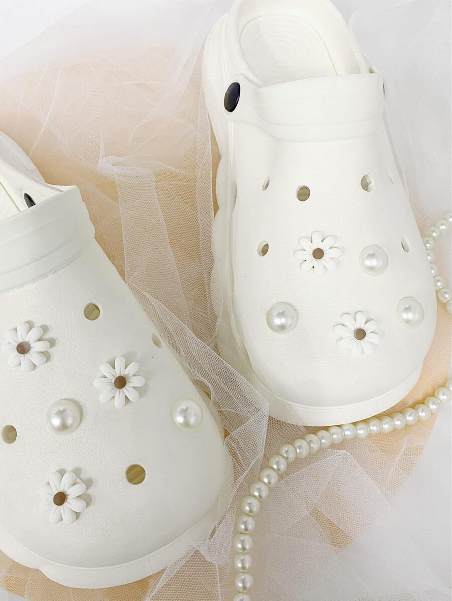 10 stks Faux Pearl Decor Bloem Ontwerp Schoen Decoratie, ABS Sierlijke Accessoires Voor Klompen Slides