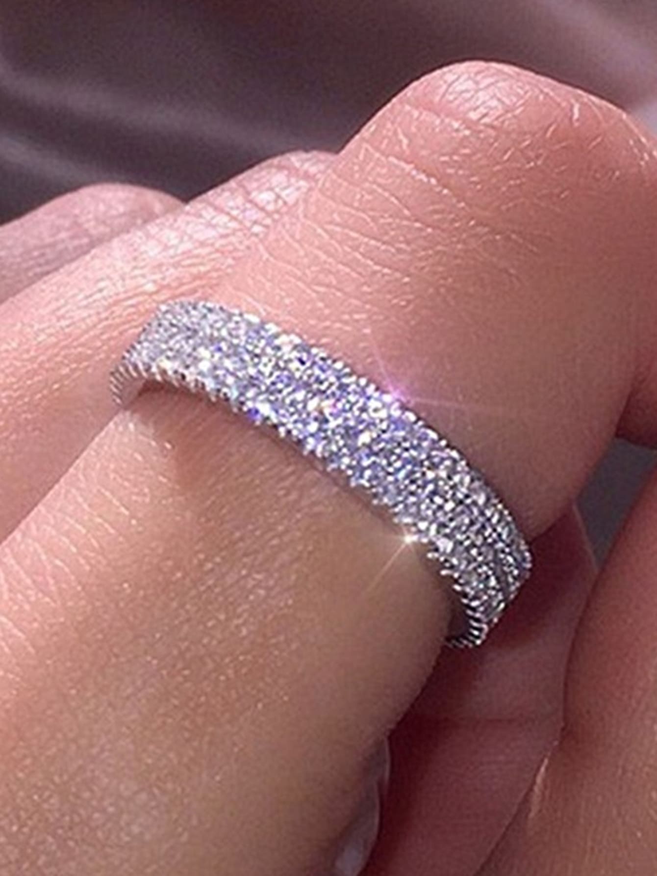 1pc Luxury Cubic Zirconia Decor Ring For Women For Valentine's Day Gift & Wedding Party Jewelry
