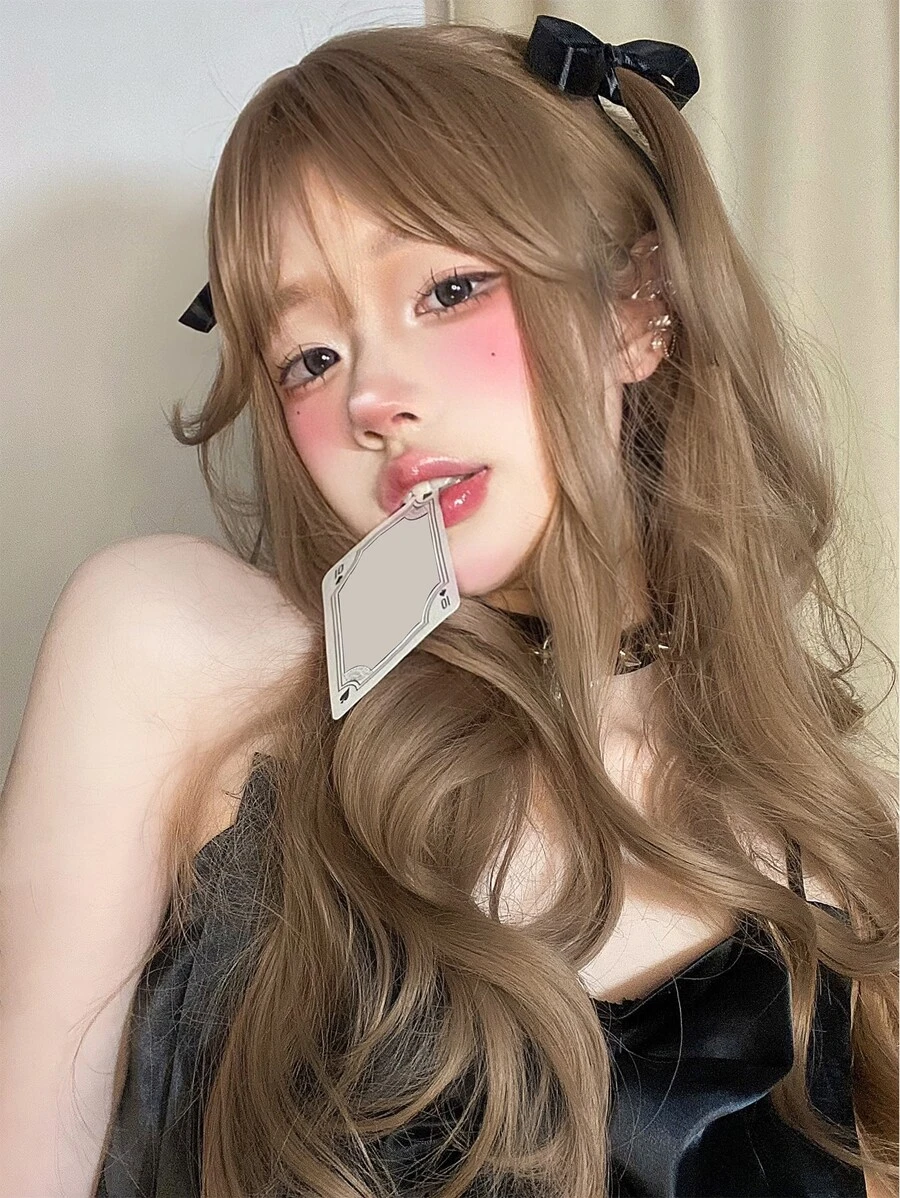 alicegarden Long Curly Synthetic Wig With Bangs