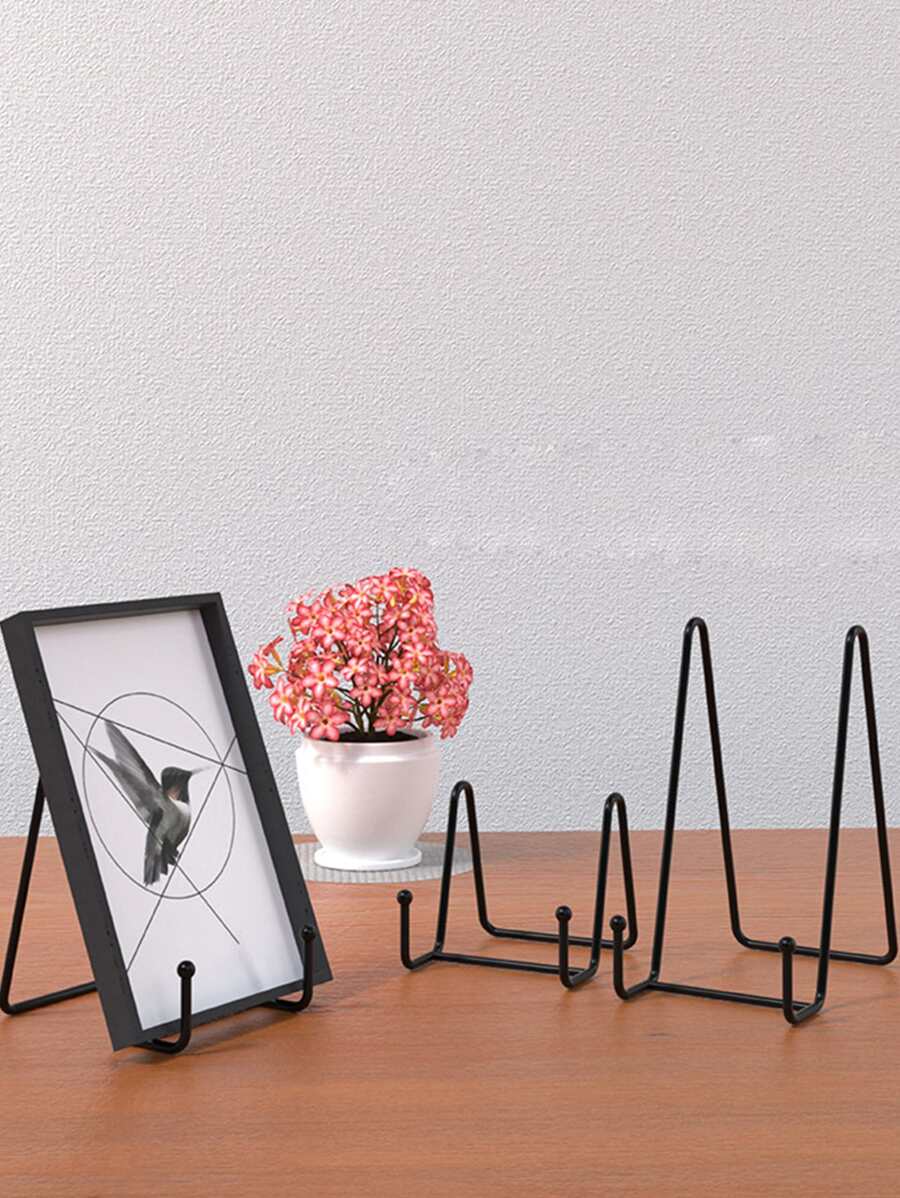 1pc Portable N Shaped Photo Storage Rack, Modern Black Iron Painting Rack For Home Decor