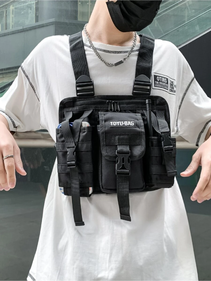 Hip-Hop Streetwear Men Chest Rig Bags Fashion Vest Bag Travel Chest Pack Men Bag Vest Bag For Student Travel Vacation School Valentines College Bag For Men Laptop Winter Large Capacity Multi-Functional Outdoor Chest Bag For Men Side Bags For Men Hip Bag Black Bag Travel Essentials Holiday Essentials Fanny Pack Summer The Sporty Life Bag Pack Belt Bag Waist Bag Spring School Supplies