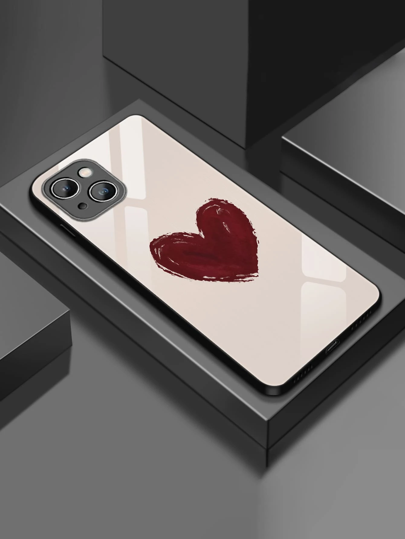 1 szt. Minimalistyczne etui na telefon w kształcie serca ze szkła kompatybilne z Apple i modelami, odpowiednie na Walentynki